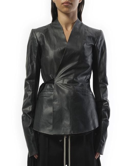 Rick Owens Black Hollywood Leather Jacket