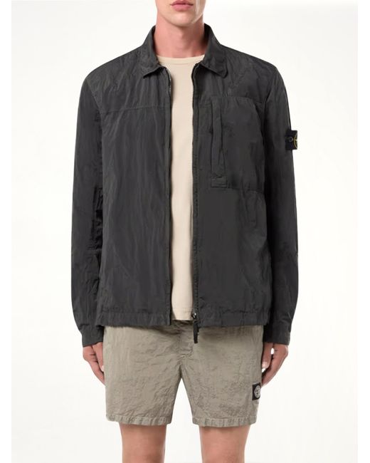 Stone Island Black Nylon Metal Overshirt, 100% Nylon, Size: Medium for men