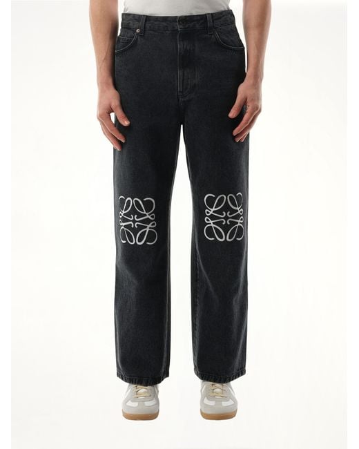 Loewe Black Anagram Baggy Cotton Jeans for men
