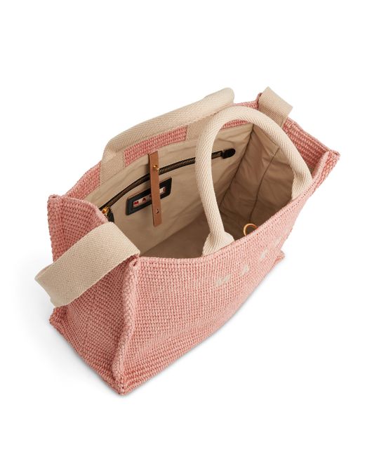 Marni Pink Raffia Small Shopping Bag, , 100% Cotton