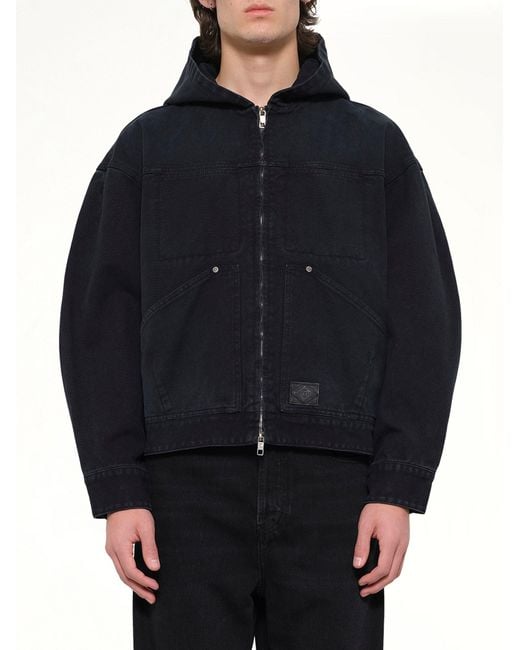 Wooyoungmi Blue Hooded Work Jacket for men