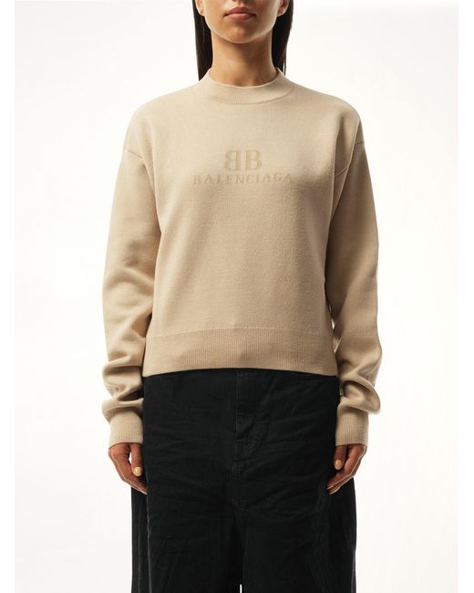 Balenciaga Natural Cropped Sweater