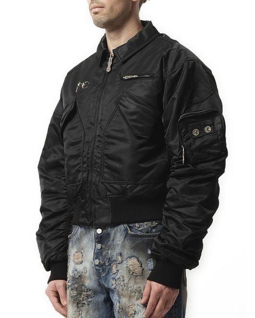 THUG CLUB A Wingless Bird Bomber Jacket, 100% Nylon in Black for
