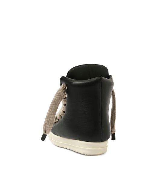 Rick Owens Black Jumbo Laced Padded High Sneaks Sneakers, /Milk, 100% Calf Leather