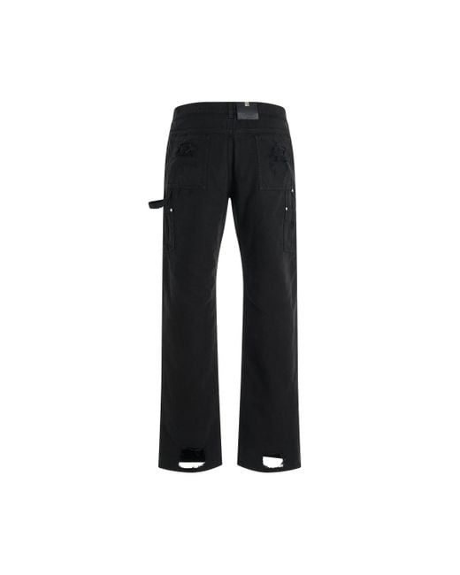 1017 ALYX 9SM Black 'Destroyed Carpenter Pants, Washed, 100% Cotton, Size: Small for men