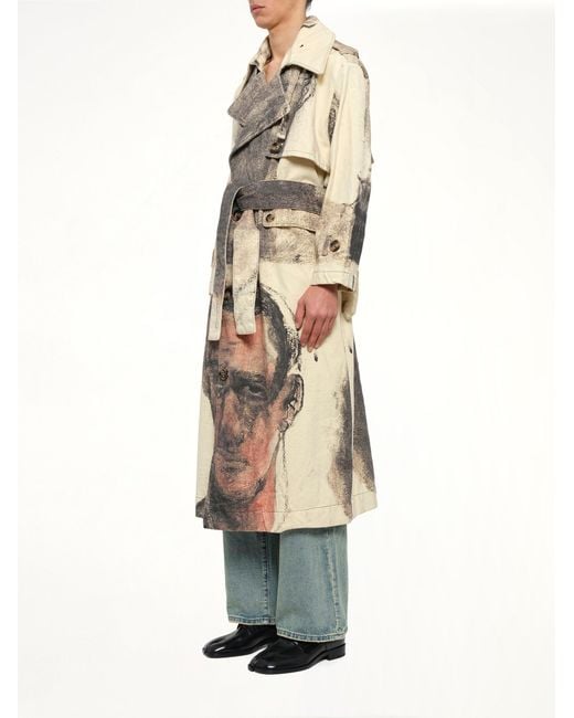Kidsuper Natural Sketched Faced Trenchcoat for men