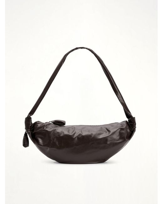 Lemaire White Soft Croissant Medium Paper Leather Bag