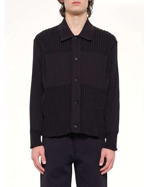 CFCL Black Fluted Shirt Collar Blouson for men