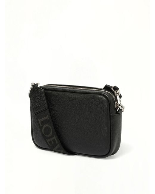 Loewe Black Calfskin Pebble Messenger Small for men