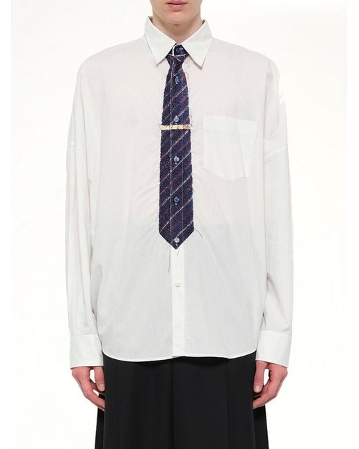 Doublet White Trompe L'Oeil Tie Embroidery Shirt for men