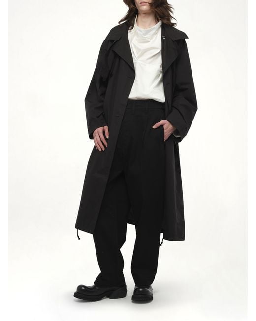 Lemaire Black Light Hooded Trench, 100% Cotton, Size: Small for men