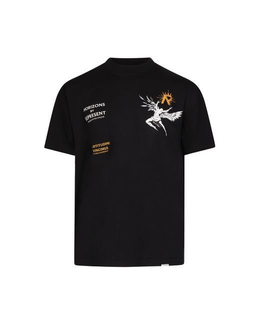 Represent Black 'Icarus T-Shirt, Short Sleeves, Jet, 100% Cotton, Size: Small for men