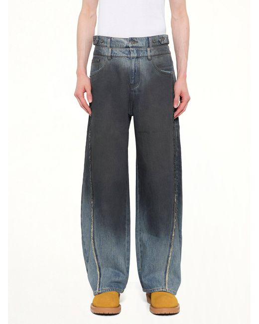 Feng Chen Wang Gray Double Waist Gradient Denim Trousers for men