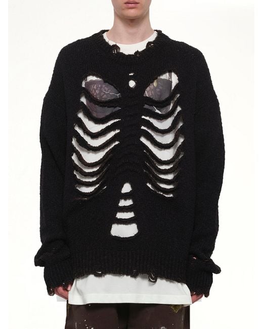 Doublet Black Rib & Spine Knit Pullover for men