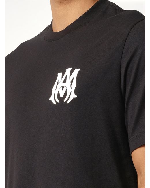 Amiri Black Ma Core Logo T-Shirt, Round Neck, Short Sleeves, 100% Cotton, Size: Small for men