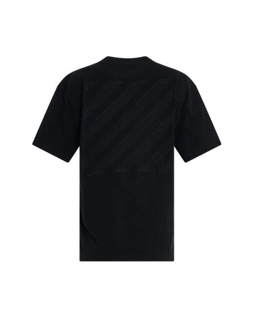 Off-White c/o Virgil Abloh Black Off- Diagonal Embroidered Casual T-Shirt, Short Sleeves, , 100% Cotton, Size: Medium