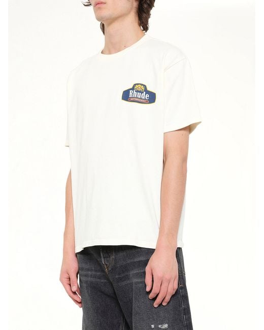 Rhude White Racing Crest T-Shirt for men
