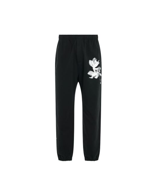 Y-3 Black 'Flower Graphic Sweatpants, , 100% Cotton, Size: Small for men