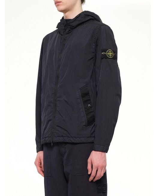 Stone Island Blue 4100001 Crinkle Reps Hooded Jacket for men