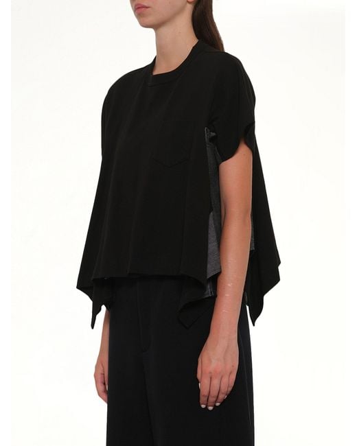 Sacai Black Light Weight Denim X Cotton Jersey T-Shirt