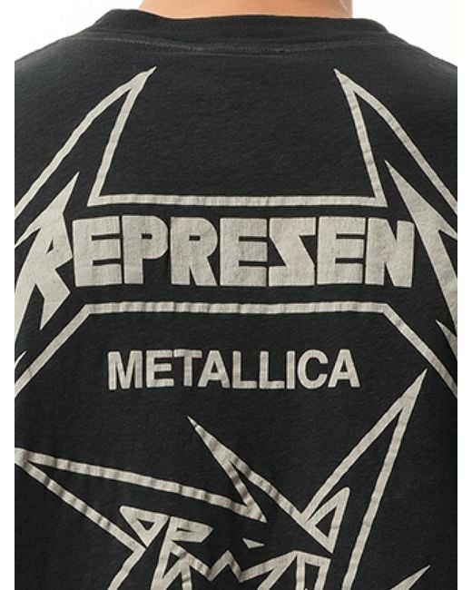Represent Black Metallica 40 Year Anniversary T-Shirt, Short Sleeves, 100% Cotton, Size: Small for men