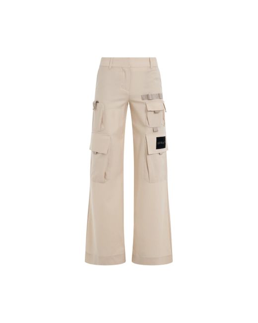 Off-White c/o Virgil Abloh Natural Off- Toybox Dry Multipacket N-Arrow Pants, , 100% Wool