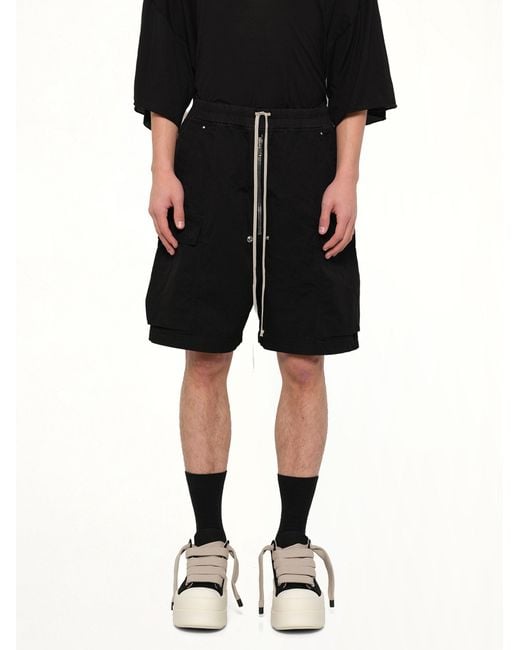 Rick Owens Black Cargobela Shorts for men
