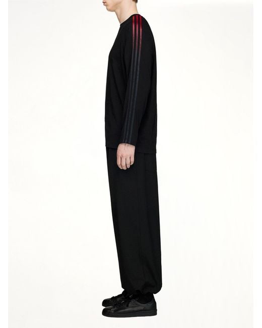 Y-3 Black Gradient 3 Stripe Ls T-Shirt for men