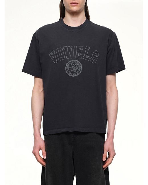 vowels Black Faded Collegiate T-Shirt for men