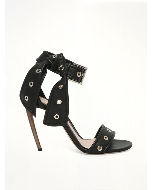 McQueen Black Leather Sandals