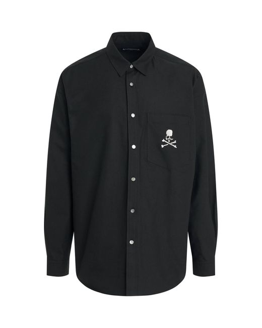 Mastermind Japan Black Long Sleeve Casual Shirt, 100% Cotton, Size: Large for men
