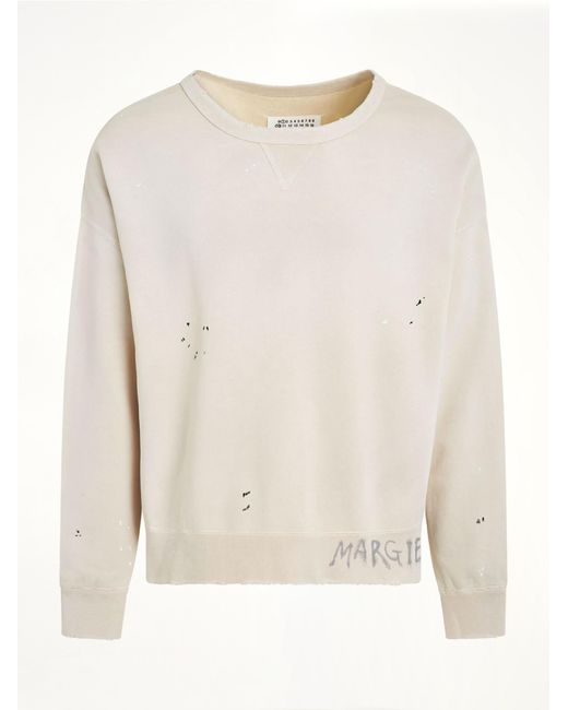 Maison Margiela Natural Open Neck Logo Sweatshirt for men
