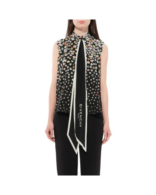 Givenchy Black Daisies Sleeveless Shirts