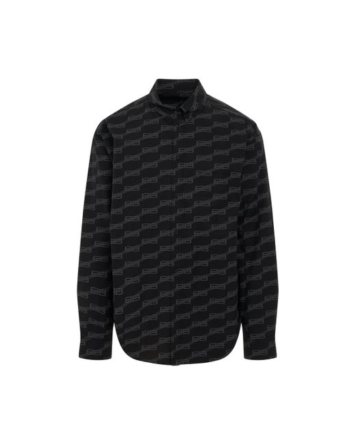 Balenciaga Long Sleeves Large Fit Shirt In Black/grey for Men | Lyst