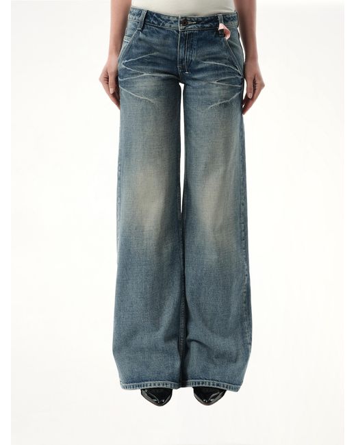 Fax Copy Express Blue 888 Low-Rise Oversized Jeans, 100% Cotton, Size: Small