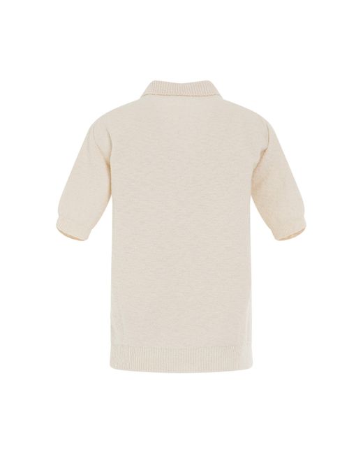 Maison Margiela White Nostalgic Boucle Knit Polo Shirt, Short Sleeves, Off, 100% Cotton