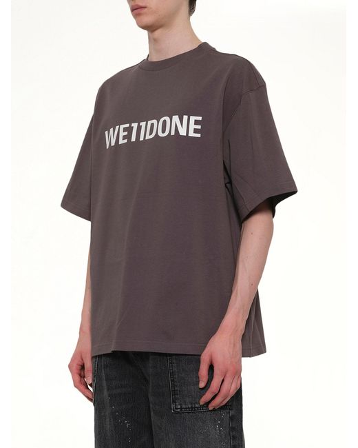 we11done Black Basic Logo Large T-Shirt for men
