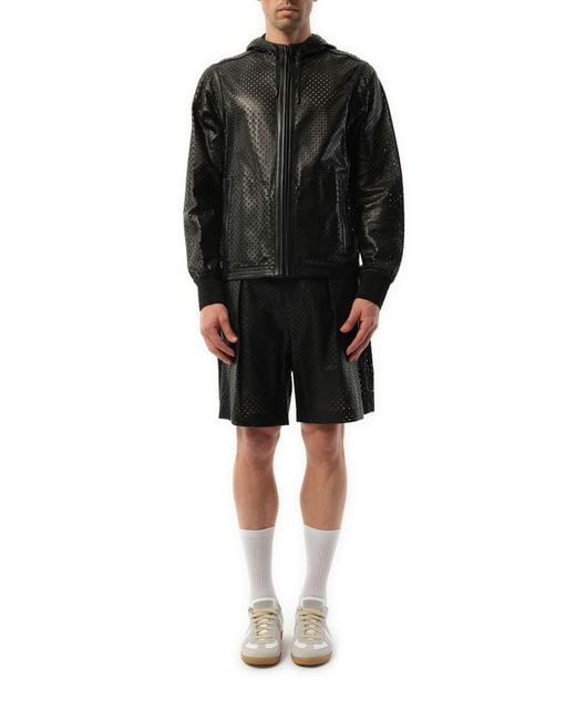 Givenchy Black Leather Hooded Jacket, 100% Leather, Size: Medium for men