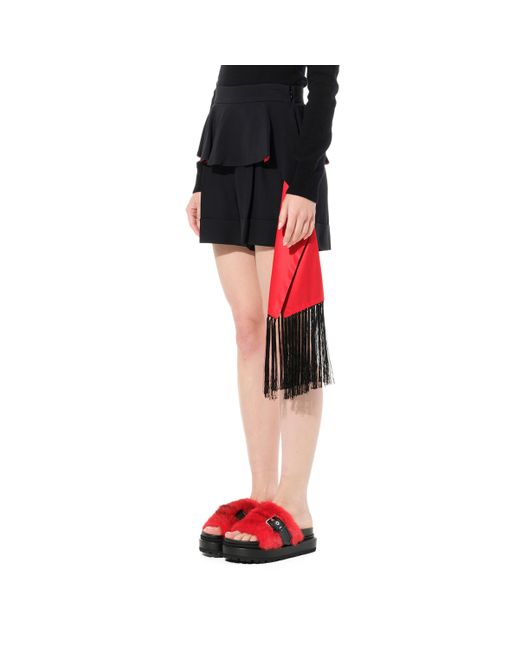 Alexander McQueen Red Leaf Crepe Pants, Blk