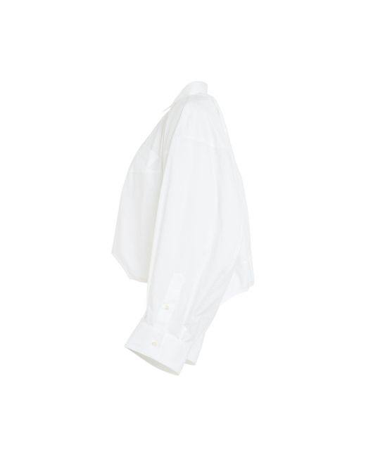 Sacai White Cotton Poplin Balloon Shirt, Long Sleeves, Off, 100% Cotton