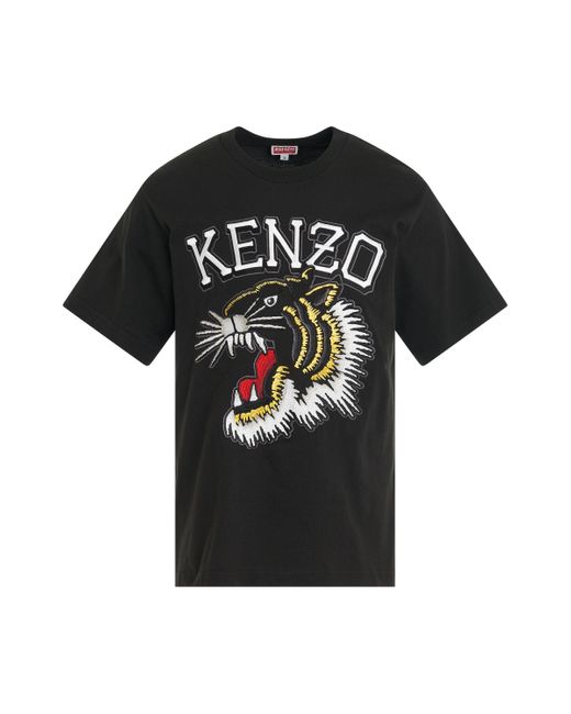 KENZO Black Tiger Varsity Classic T-Shirt, Short Sleeves, , 100% Cotton, Size: Large for men
