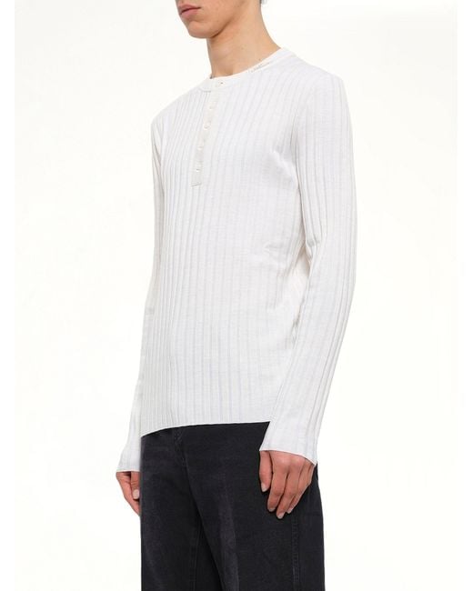 Amiri White Script Knit Henley for men