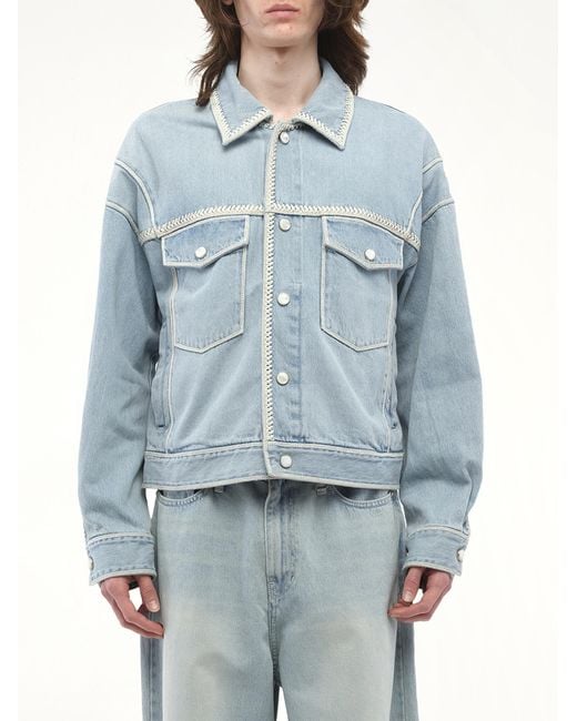 Wooyoungmi Blue Whipstitch Denim Jacket, 100% Cotton for men