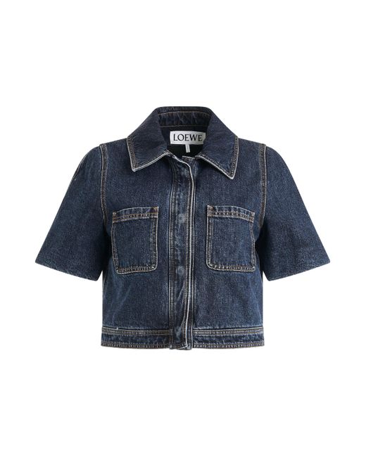 Loewe Blue Reproportioned Denim Jacket, Short Sleeves, , 100% Cotton