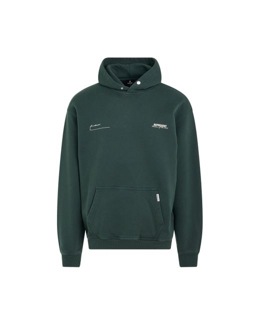 Represent Green Patron Of The Club Hoodie, Long Sleeves, Forest, 100% Cotton, Size: Large for men
