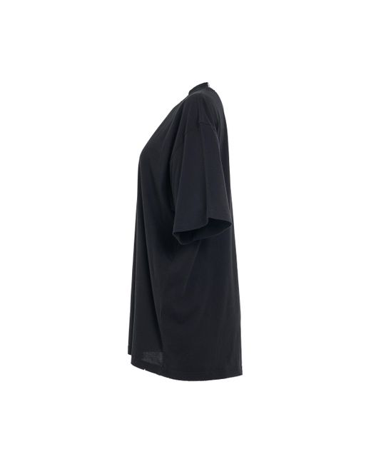 Balenciaga Black Logo Printed Crewneck T-Shirt, Short Sleeves, Washed/, 100% Cotton