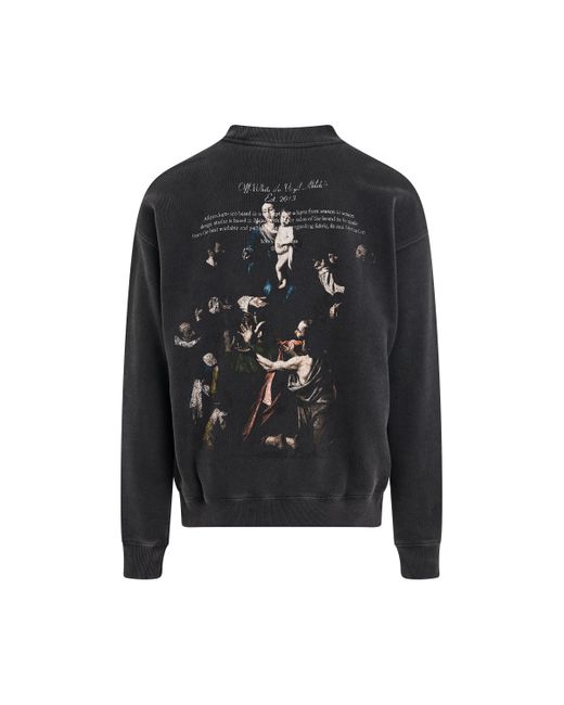 Off-White c/o Virgil Abloh Black Off- 'Stamp Mary Print Sweatshirt, Long Sleeves, /, 100% Cotton, Size: Small for men
