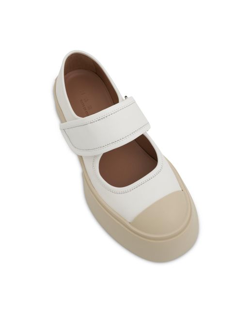 Marni White Maryjane Pablo Sneakers, Lily, 100% Leather