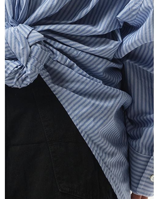 Balenciaga Blue Long Sleeve Knotted Shirt, 100% Cotton
