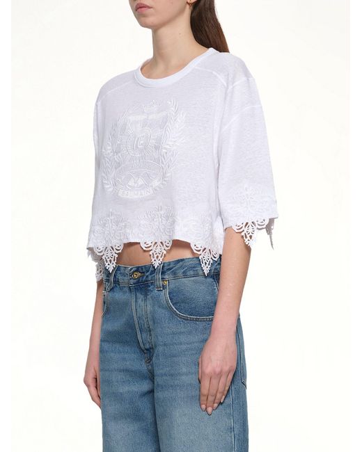 Balmain White Emblem Baseball T-Shirt